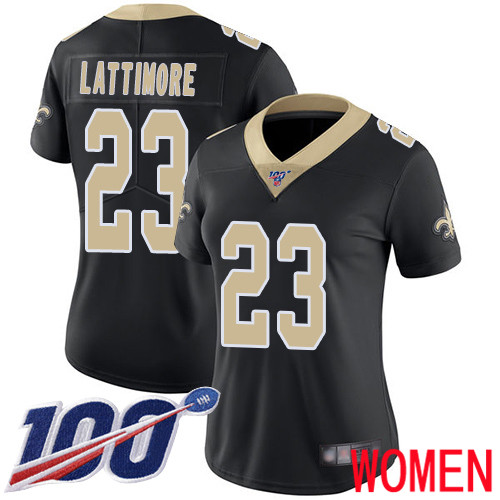 New Orleans Saints Limited Black Women Marshon Lattimore Home Jersey NFL Football #23 100th Season Vapor Untouchable Jersey->youth nfl jersey->Youth Jersey